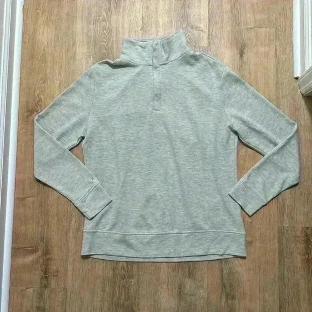 JEFF | Men's Heathered Cream Quincy Long Sleeve Quarter Zip‎ Pullover, Size M